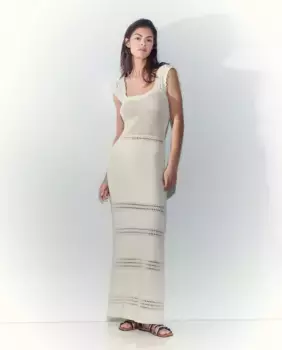 Ажурное платье с квадратным вырезом Tintoretto, цвет 120 Crudo