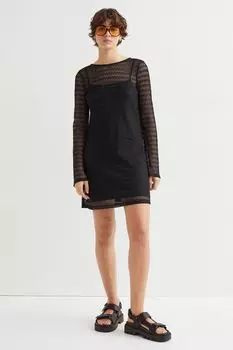 Ажурное трикотажное платье H&amp;M, черный