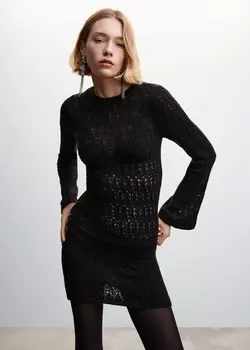 Ажурное трикотажное платье MANGO, черный