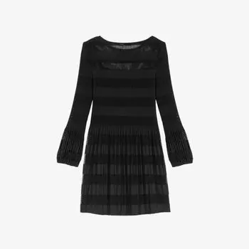 Ажурное трикотажное платье мини Rockany Maje, цвет noir / gris