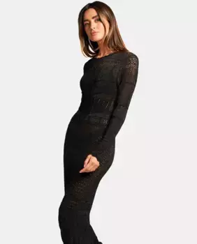 Ажурное трикотажное платье с металлическими деталями Alma en Pena, черный