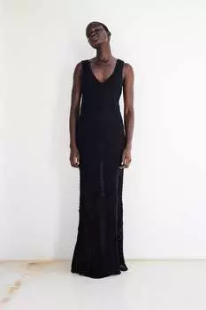 Ажурное трикотажное платье ZARA, черный