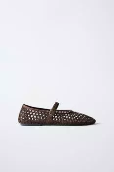 Ажурные балерины ZARA, коричневый