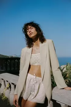 Ажурный бюстгальтер из тонкой трикотажной работы ZARA, экрю