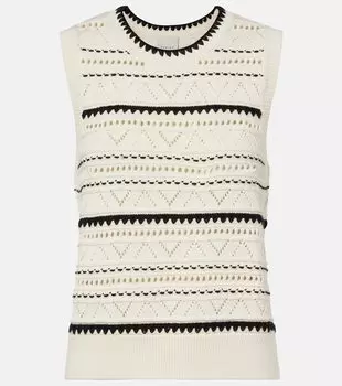 Ажурный хлопковый жилет Athena pointelle Varley, Egret