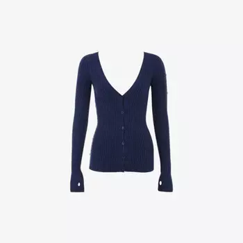 Ажурный кардиган Believe из эластичной вязки в рубчик House Of Cb, синий