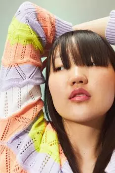 Ажурный кардиган H&amp;M, фиолетовый/полосатый