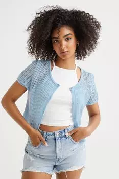 Ажурный кардиган H&amp;M, светло-синий