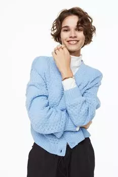 Ажурный кардиган H&M, светло-синий