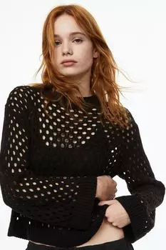 Ажурный свитер H&amp;M, черный
