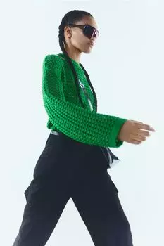 Ажурный свитер H&amp;M, зеленый