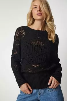 Ажурный свитер Happiness Istanbul, черный
