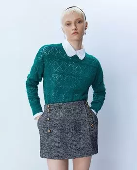 Ажурный свитер-коробочка Sfera, зеленый