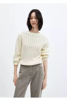 Ажурный свитер Mango, белый