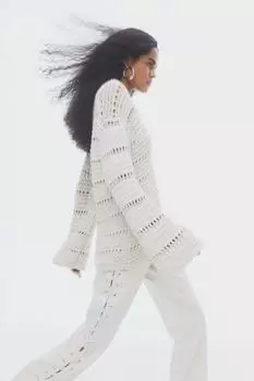 Ажурный свитер оверсайз H&amp;M, светло-бежевый