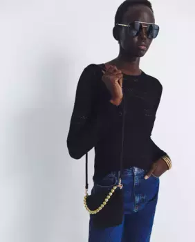 Ажурный свитер с горловиной Sfera, черный