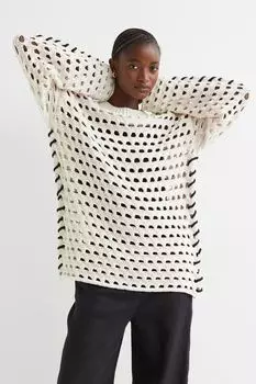Ажурный свитер с примесью шелка H&amp;M, белый