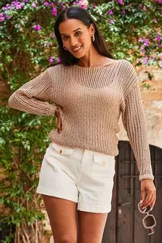 Ажурный свитер Sosandar, желтый