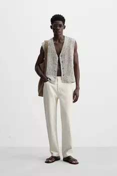 Ажурный текстурный жилет ZARA, черный/белый