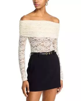 Ажурный топ Anita с открытыми плечами - эксклюзив Ronny Kobo, слоновая кость/кремовый