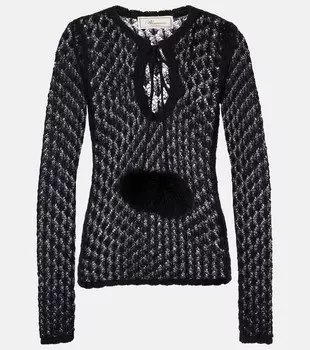 Ажурный топ Blumarine, черный