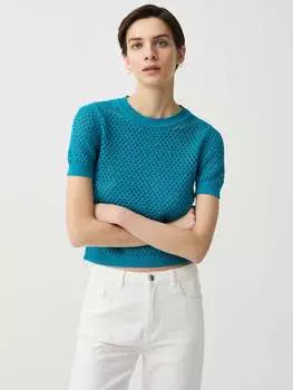 Ажурный топ с короткими рукавами Ovs, цвет petrol blue