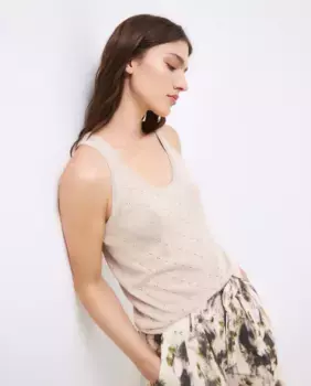 Ажурный топ с люрексом и горлышком Tintoretto, цвет Crudo