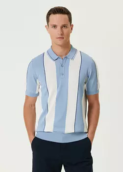 Ажурный трикотаж с короткими рукавами и воротником-поло. Beymen Club, синий