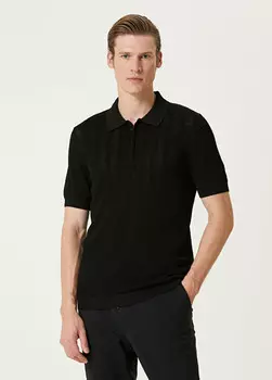 Ажурный трикотаж с воротником-поло Beymen Collection, черный