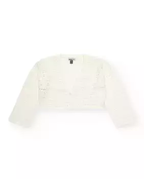 Ажурный трикотажный жакет для девочек с застежкой на пуговицы Tuc tuc, белый
