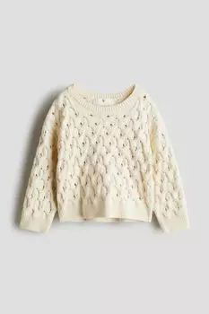 Ажурный вязаный свитер H&M, бежевый