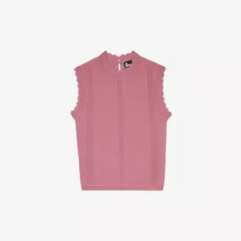 Ажурный вязаный топ с фестончатой отделкой The Kooples, розовый