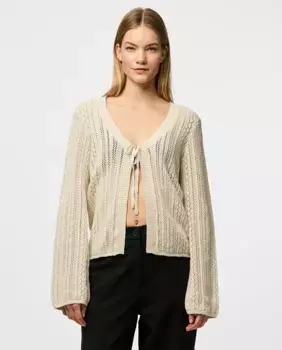 Ажурный женский кардиган Pieces, бежевый