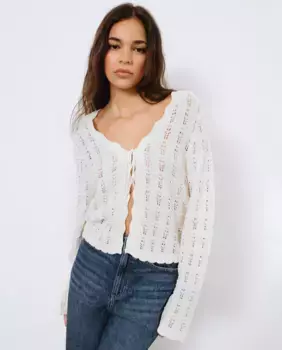 Ажурный женский кардиган Vila, цвет Blanco Hielo