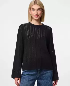 Ажурный женский свитер Pieces, черный