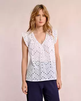 Ажурный женский топ с V-образным вырезом Molly Bracken, белый