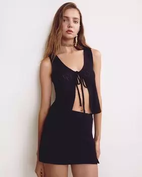 Ажурный женский топ-жилет Brownie, черный