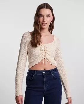 Ажурный женский вязаный топ Pieces, белый