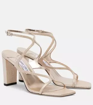 Ази 85 сандалии из металлизированной кожи Jimmy Choo, Soft Gold
