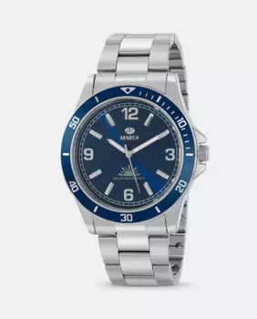 B41349/2 Мужские часы Solar со стальным ремешком и темно-синим циферблатом Marea, серебряный