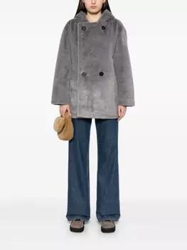 B+ab двубортная шуба из искусственного меха, серый