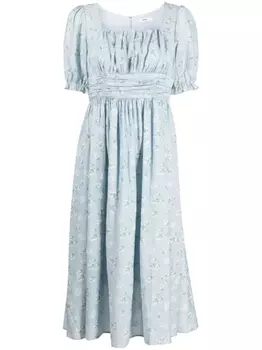 B+Ab платье миди со сборками и цветочным принтом, синий