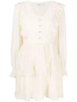 B+Ab платье с длинными рукавами и оборками, нейтральный цвет