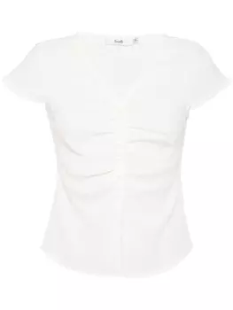 B+ab топ с V-образным вырезом и складками, белый