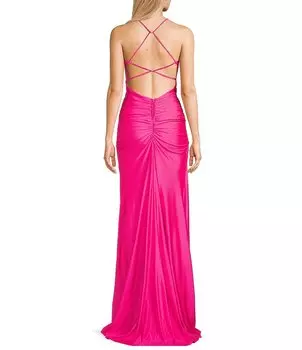 B. Darlin Emma Длинное платье с лифом и клеткой на спине, розовый