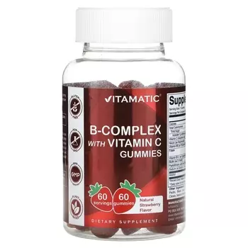 B-комплекс Vitamatic с витамином С и клубникой, 60 жевательных конфет