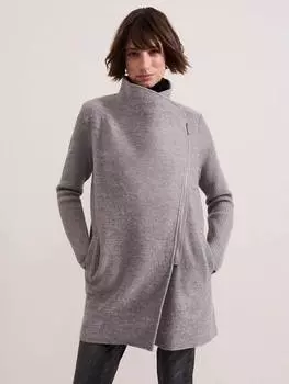 Бьянка застегивает пальто на молнию . Phase Eight, цвет Grey Marl