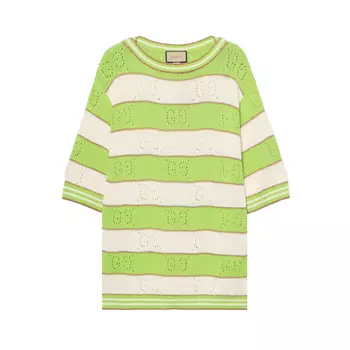 Б/у джемпер в полоску Gg 2010-х годов GUCCI, белый/зеленый