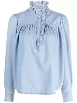 Ba&Sh джинсовая блузка Lilac с оборками, синий