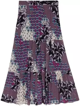 Ba&Sh ярусная юбка миди Brooke, фиолетовый